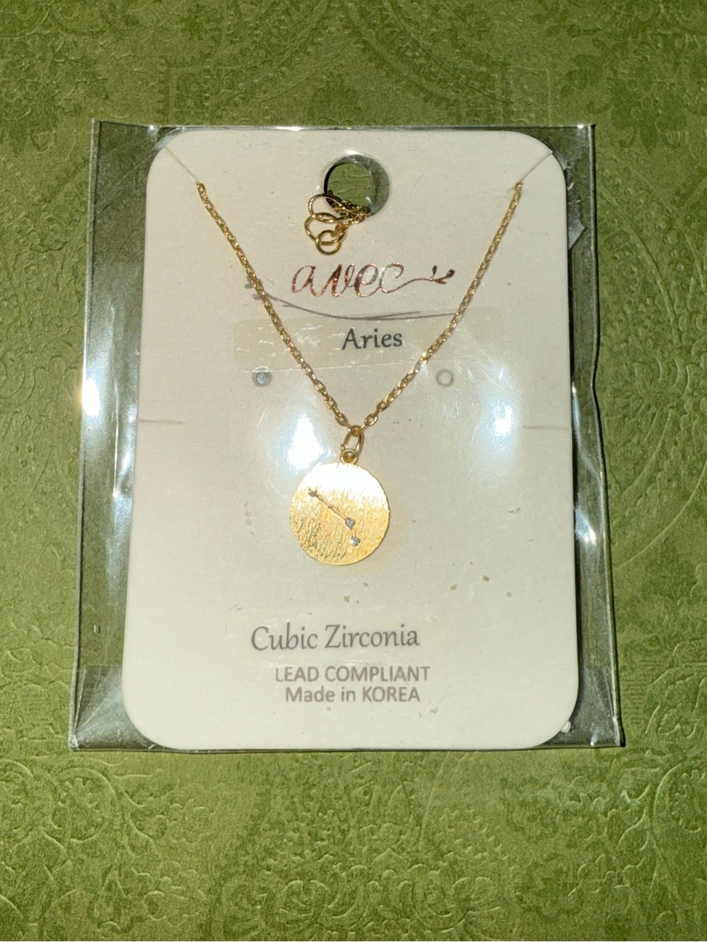 Zodiac Aries Gold Disc Necklace
